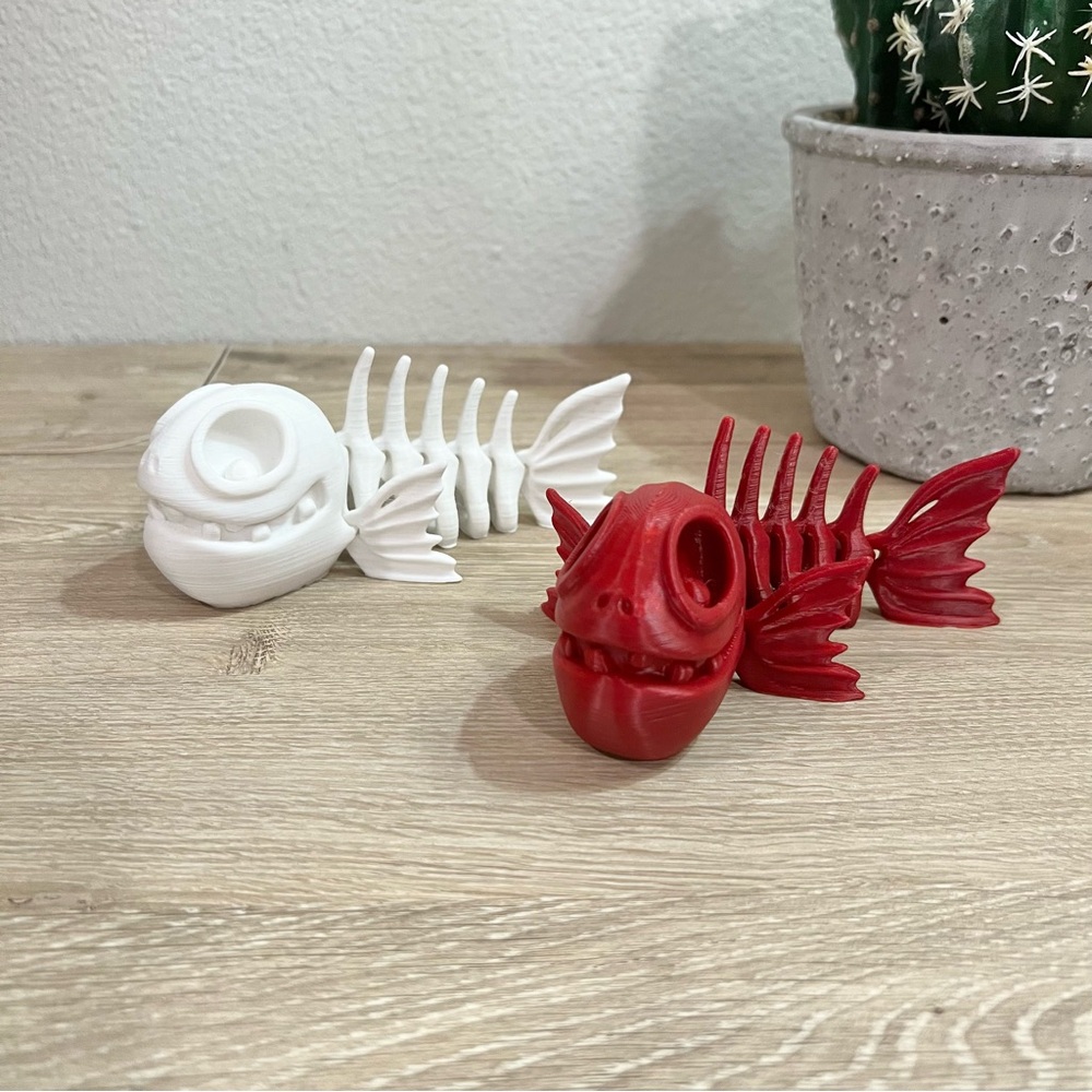 3D Printed Articulated Skeleton Fish Flexi Fidget Toys Set of 2